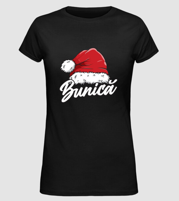 bunică Santa Hat model negru pe tricou