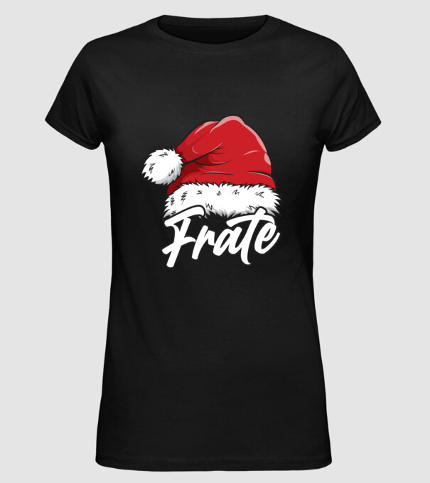 frate Santa Hat model negru pe tricou