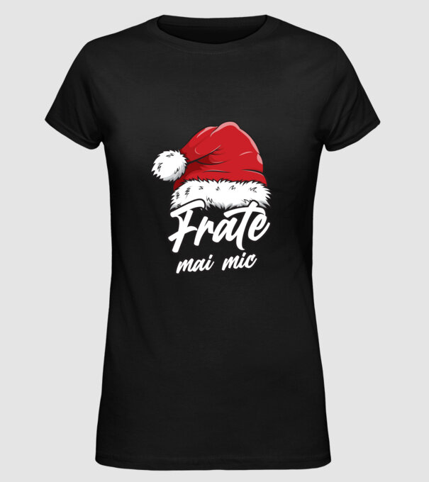 frate mai mic Santa Hat model negru pe tricou
