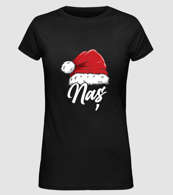 naș Santa Hat model negru pe tricou