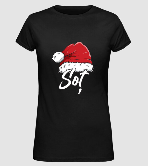 soț Santa Hat model negru pe tricou