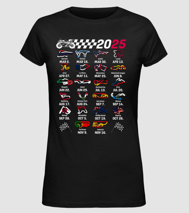 MOTOGP 25 CALENDAR Negru model negru pe tricou