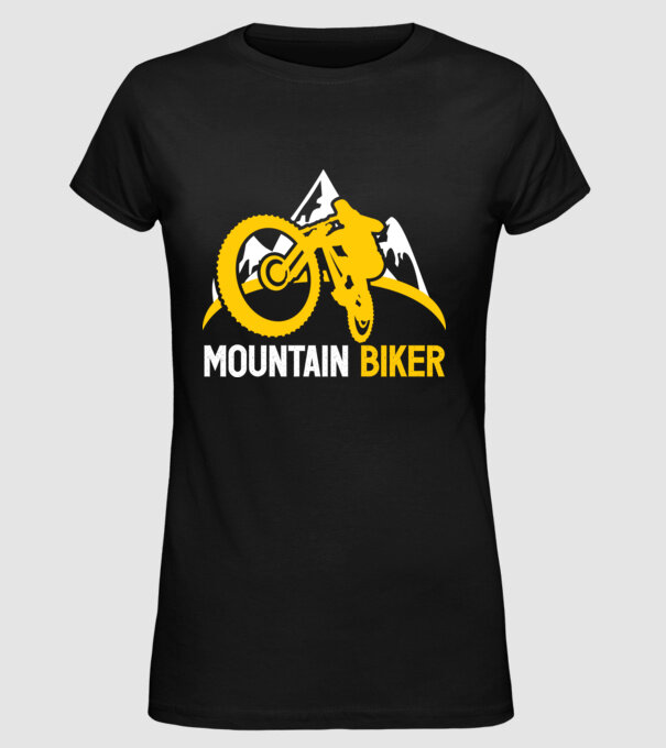 mountain biker model negru pe tricou