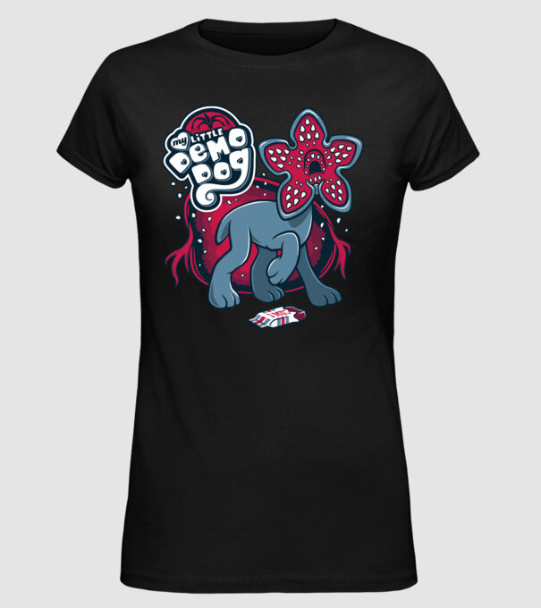 my little demodog model negru pe tricou