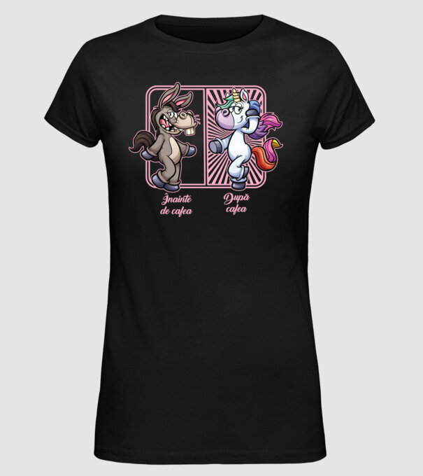Înainte de cafea model negru pe tricou