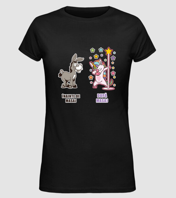 Înainte de masaj - După masaj model negru pe tricou