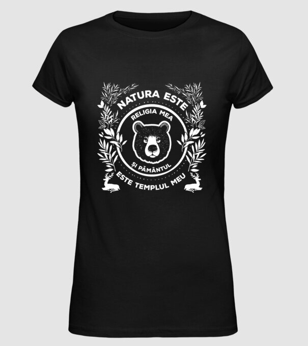 Natura este religia mea și pământul este templul meu model negru pe tricou