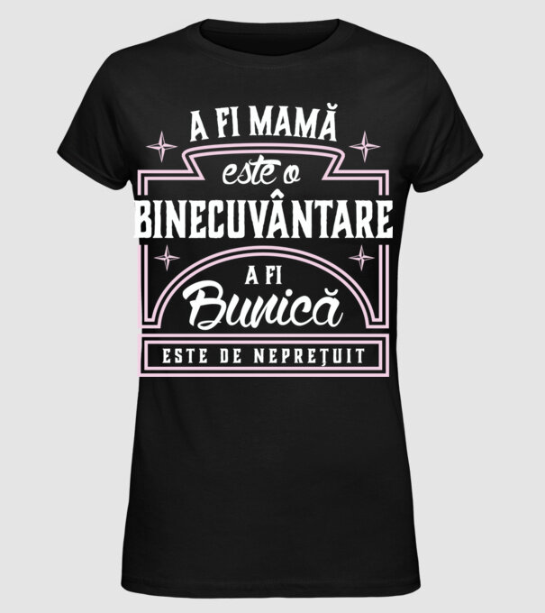 Neprețuit bunica model negru pe tricou
