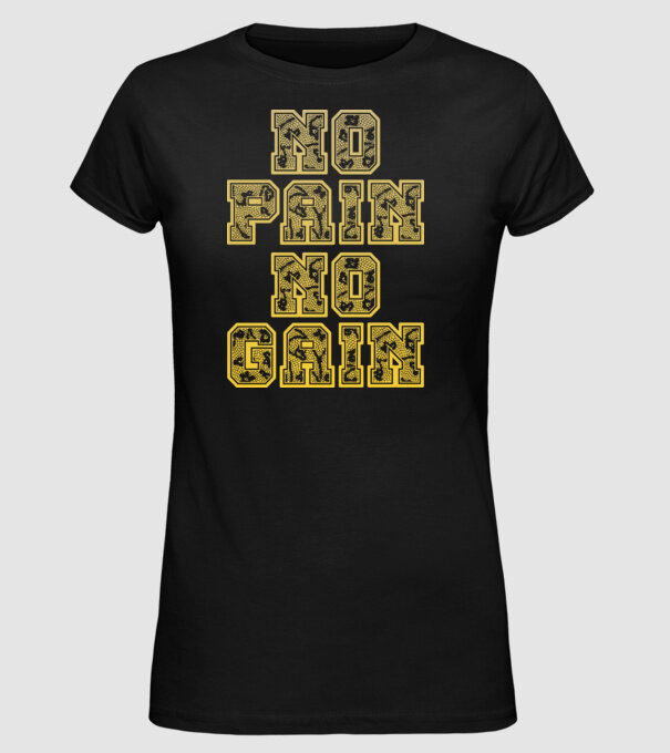 No Pain No Gain model negru pe tricou