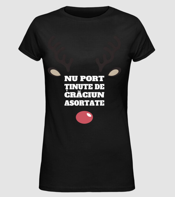 Nu port ținute de crăciun asortate crăciun chiar căprioară Negru model negru pe tricou