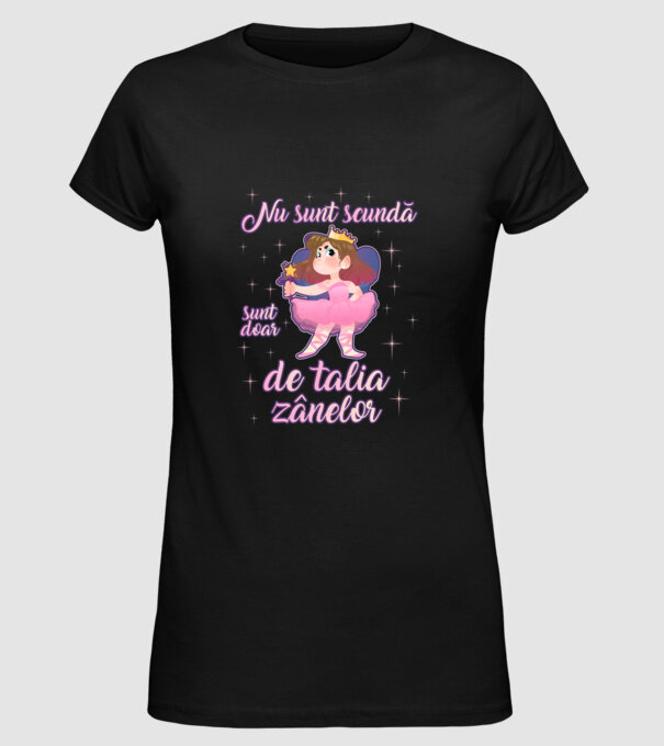 nu sunt scundă, sunt doar de talia zânelor model negru pe tricou