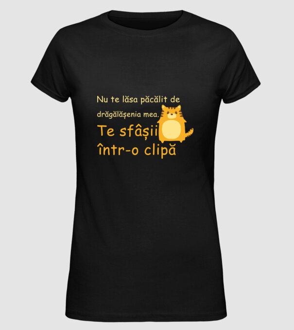 nu te lăsa păcălit de drăgălășenia mea. te sfâșii într-o clipă model negru pe tricou