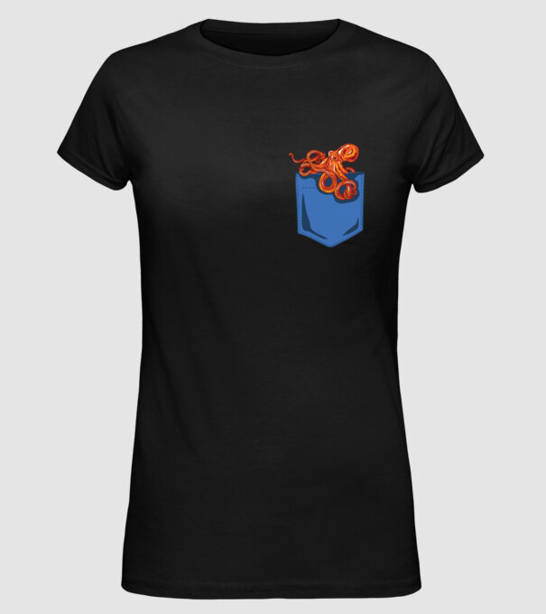 Octopus model negru pe tricou