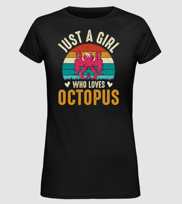 Octopus model negru pe tricou
