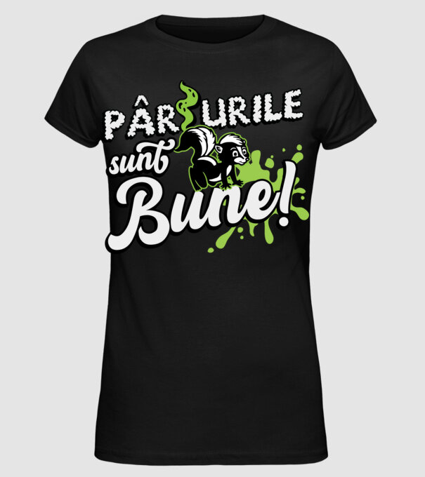 Pârțurile sunt bune model negru pe tricou