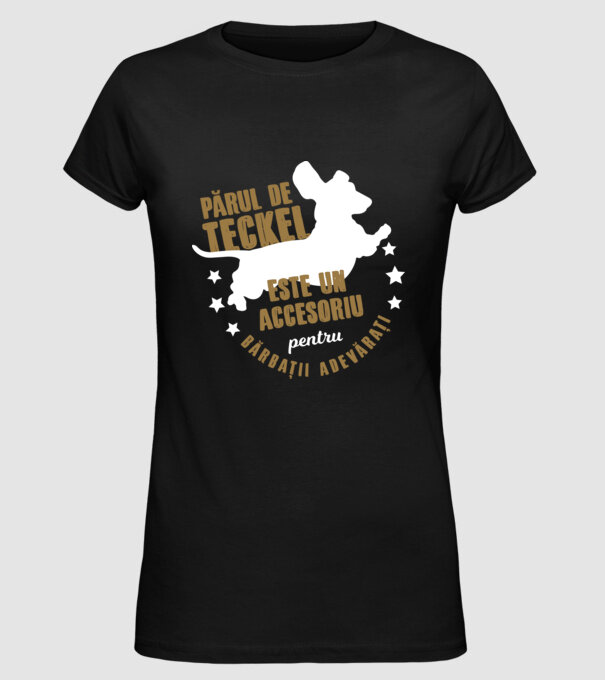 părul de teckel este un accesoriu pentru bărbații adevărați model negru pe tricou