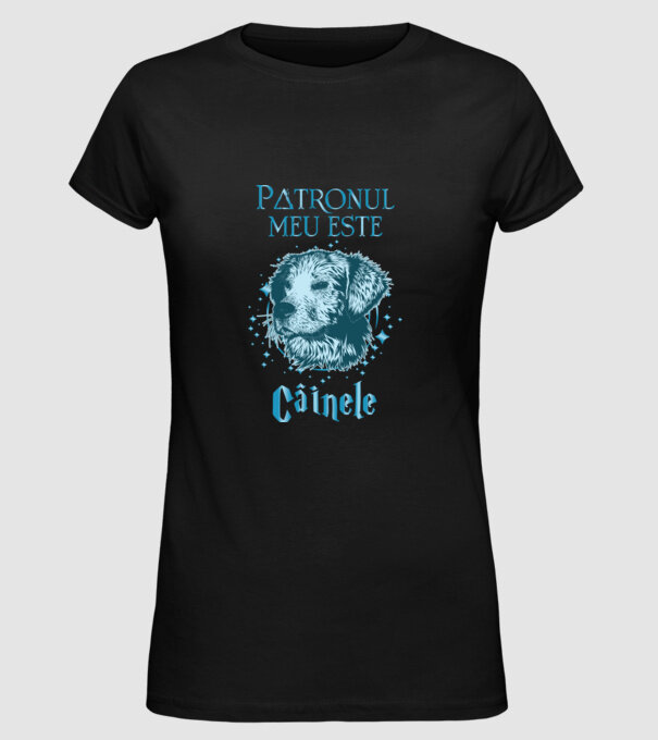 Patronul meu este CÂINELE model negru pe tricou