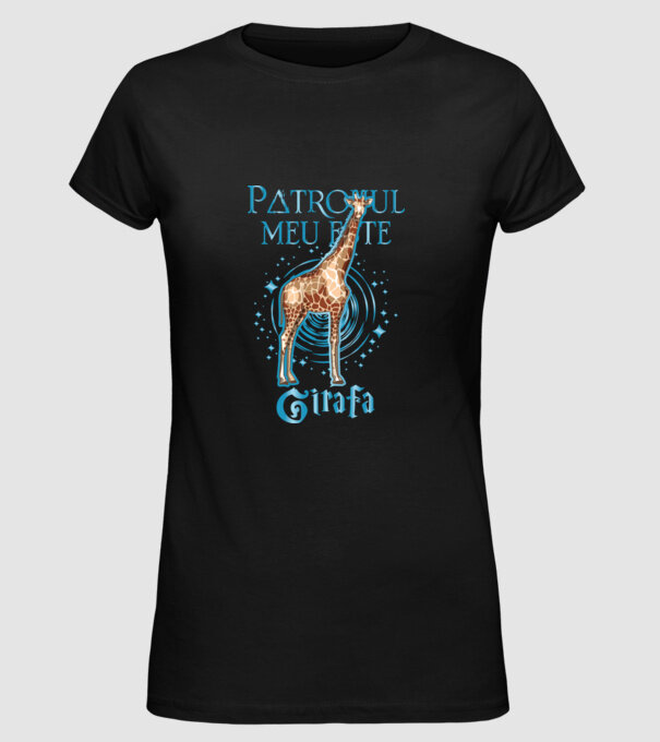 Patronul meu este GIRAFA model negru pe tricou