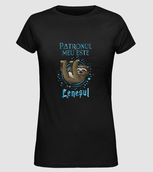 Patronul meu este LENEȘUL model negru pe tricou
