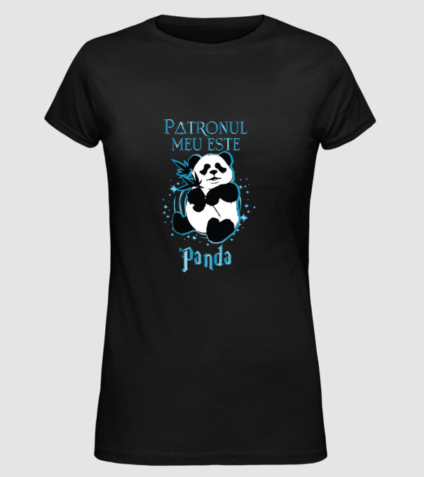 Patronul meu este PANDA model negru pe tricou
