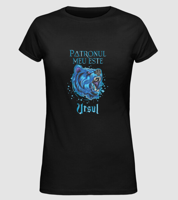 Patronul meu este URSUL model negru pe tricou