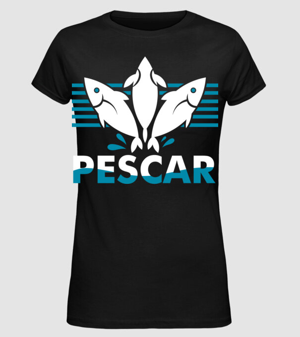 Pescar original model negru pe tricou