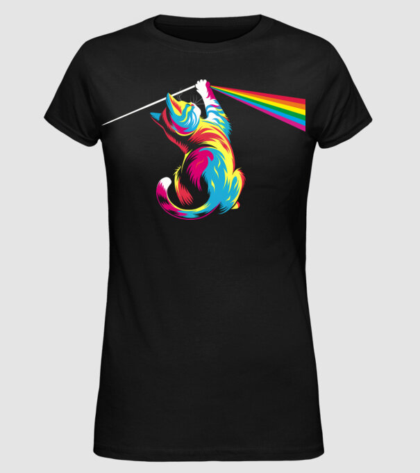 Pisica prismă model negru pe tricou
