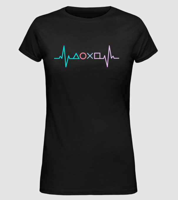 Playstation Symbols EKG model negru pe tricou