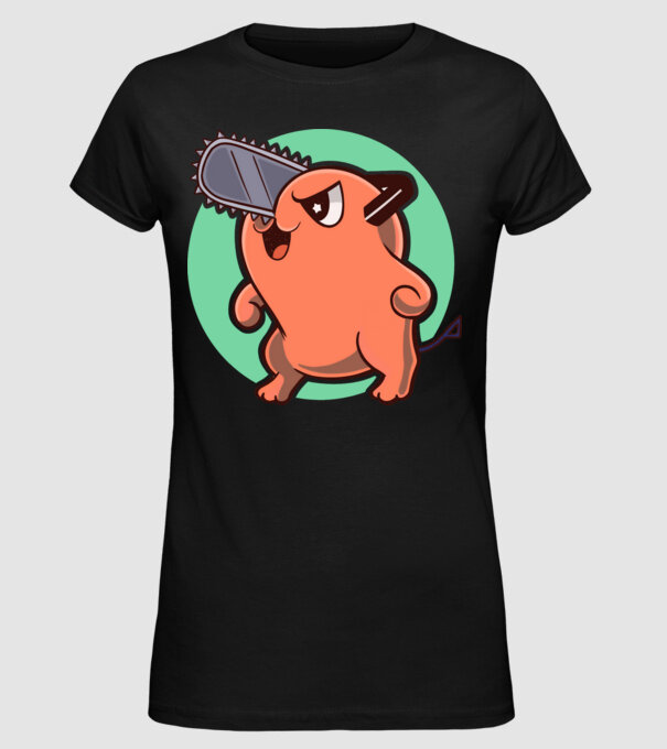 Pochita - ChainSawMan model negru pe tricou
