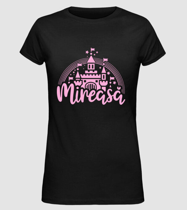 Prinţesă mireasă model negru pe tricou