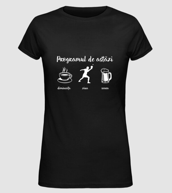 programul de astăzi: dimineața, ziua, seara model negru pe tricou