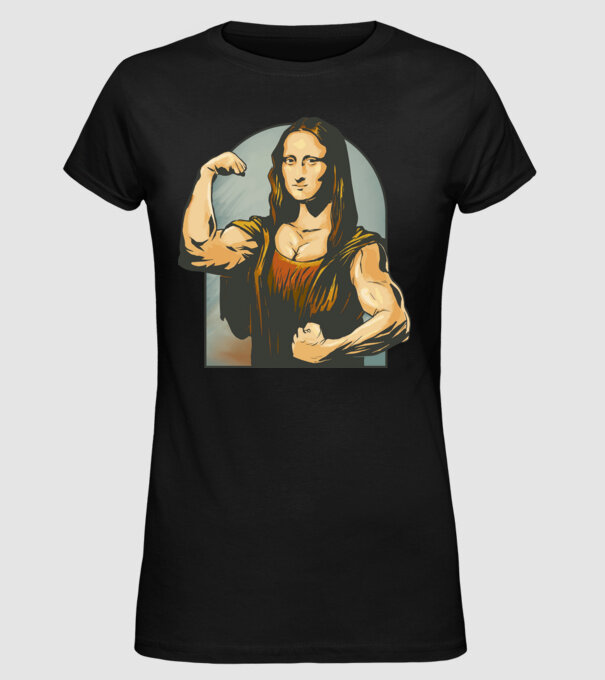 Pumped Mona model negru pe tricou
