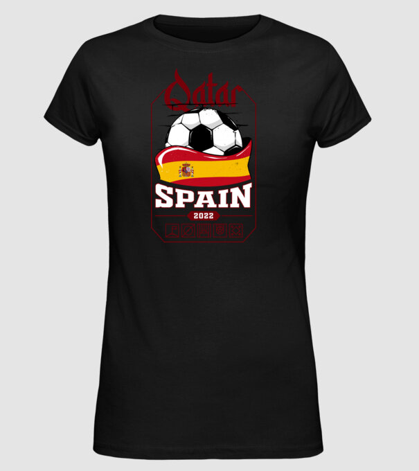 Qatar teams Spain model negru pe tricou