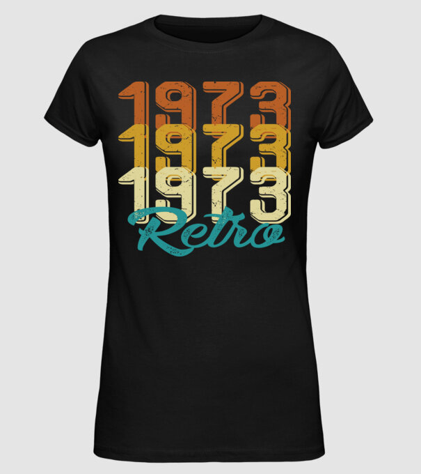Retro 1973 model negru pe tricou
