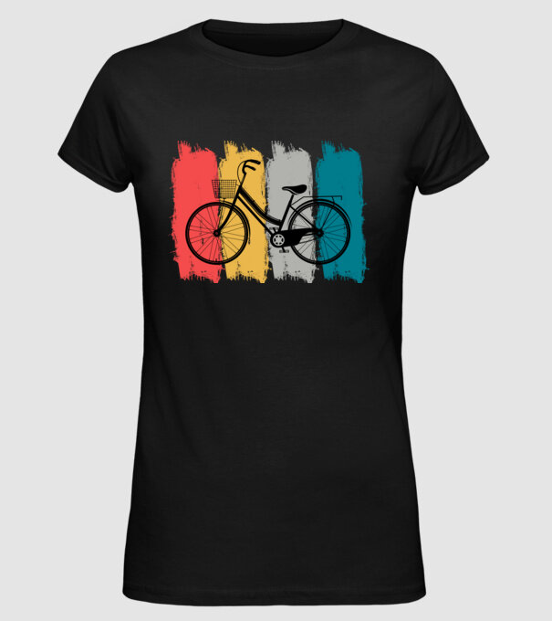 Retro city bike model negru pe tricou