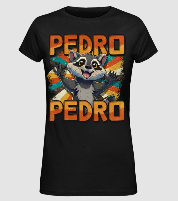 Retro Pedro model negru pe tricou