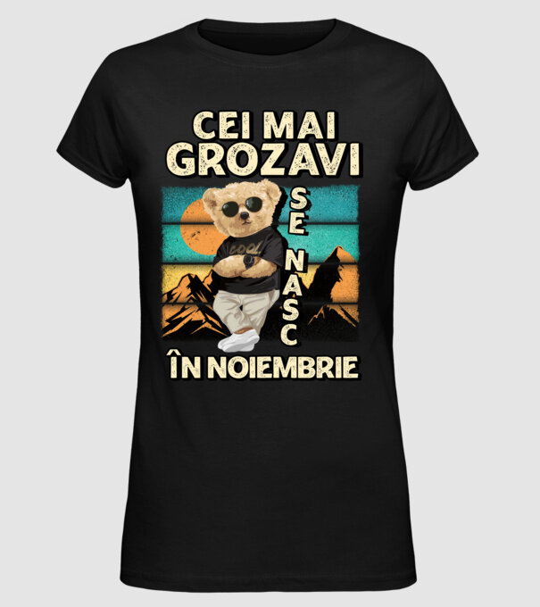 RETRO teddy NOIEMBRIE model negru pe tricou