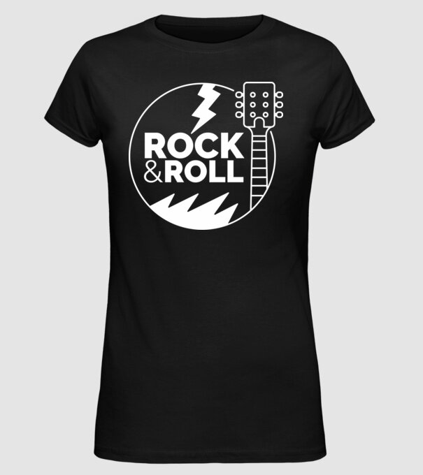 Rock n roll model negru pe tricou