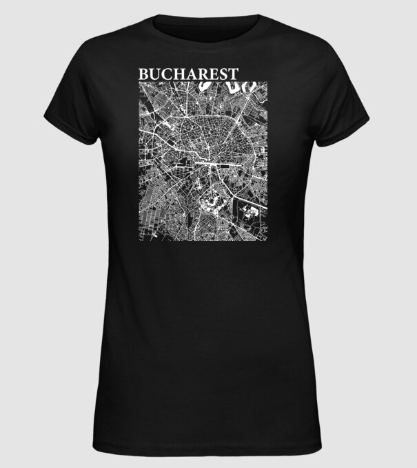 România Bucharest map model negru pe tricou
