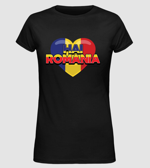 Romania heart model negru pe tricou