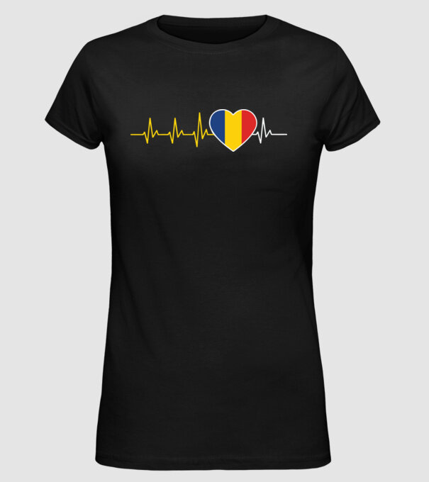 România heartbeat model negru pe tricou