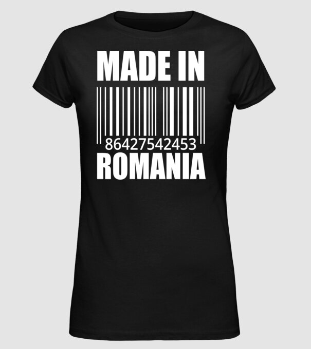 România made in model negru pe tricou