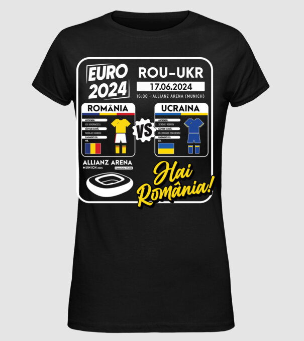 ROU-UKR euro 2024 calendar model negru pe tricou