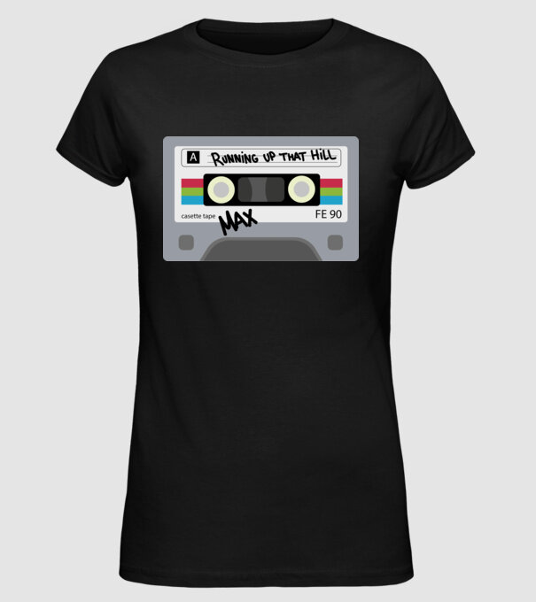 running up that hill casette model negru pe tricou