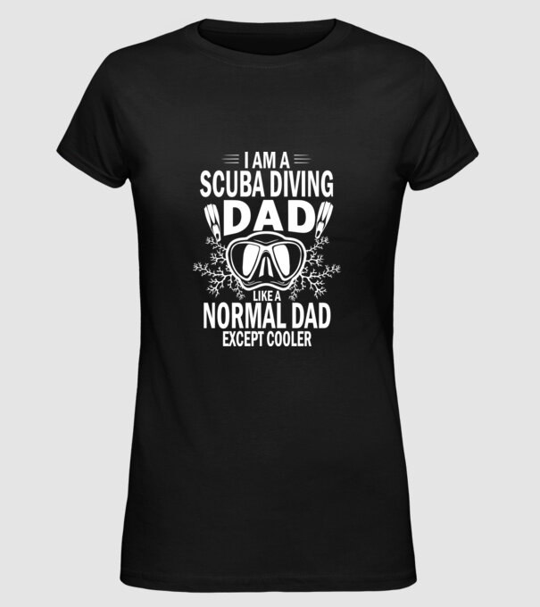Scuba Dad model negru pe tricou