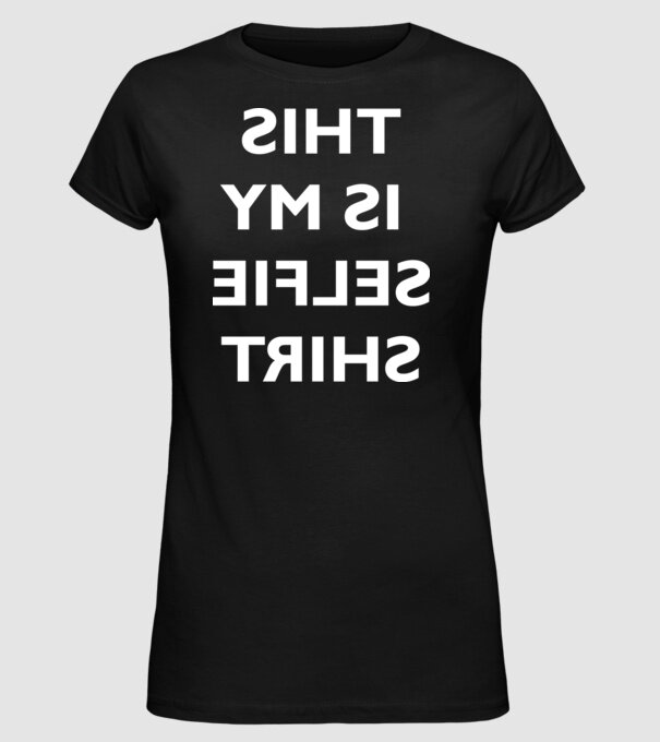 Selfie shirt model negru pe tricou