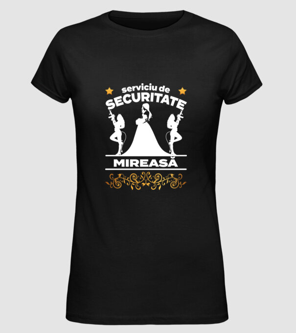 serviciu de securitate mireasă model negru pe tricou