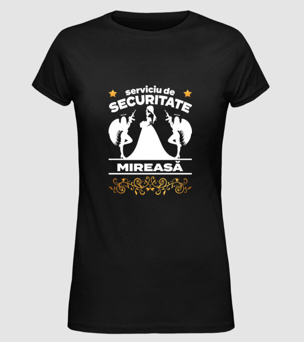 serviciu de securitate mireasă model negru pe tricou