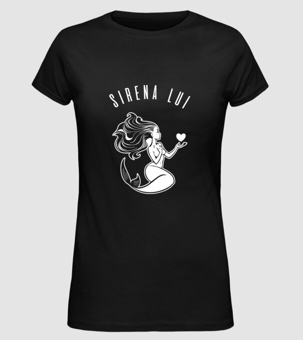 Sirena lui model negru pe tricou