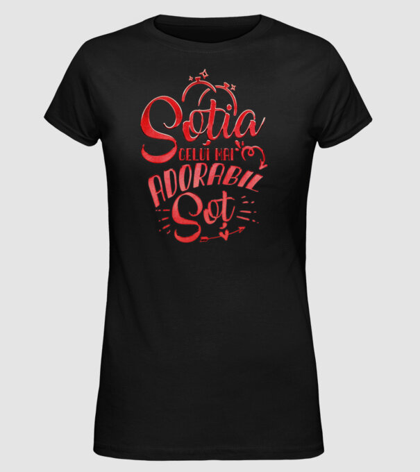 Soția celui mai adorabil soț model negru pe tricou